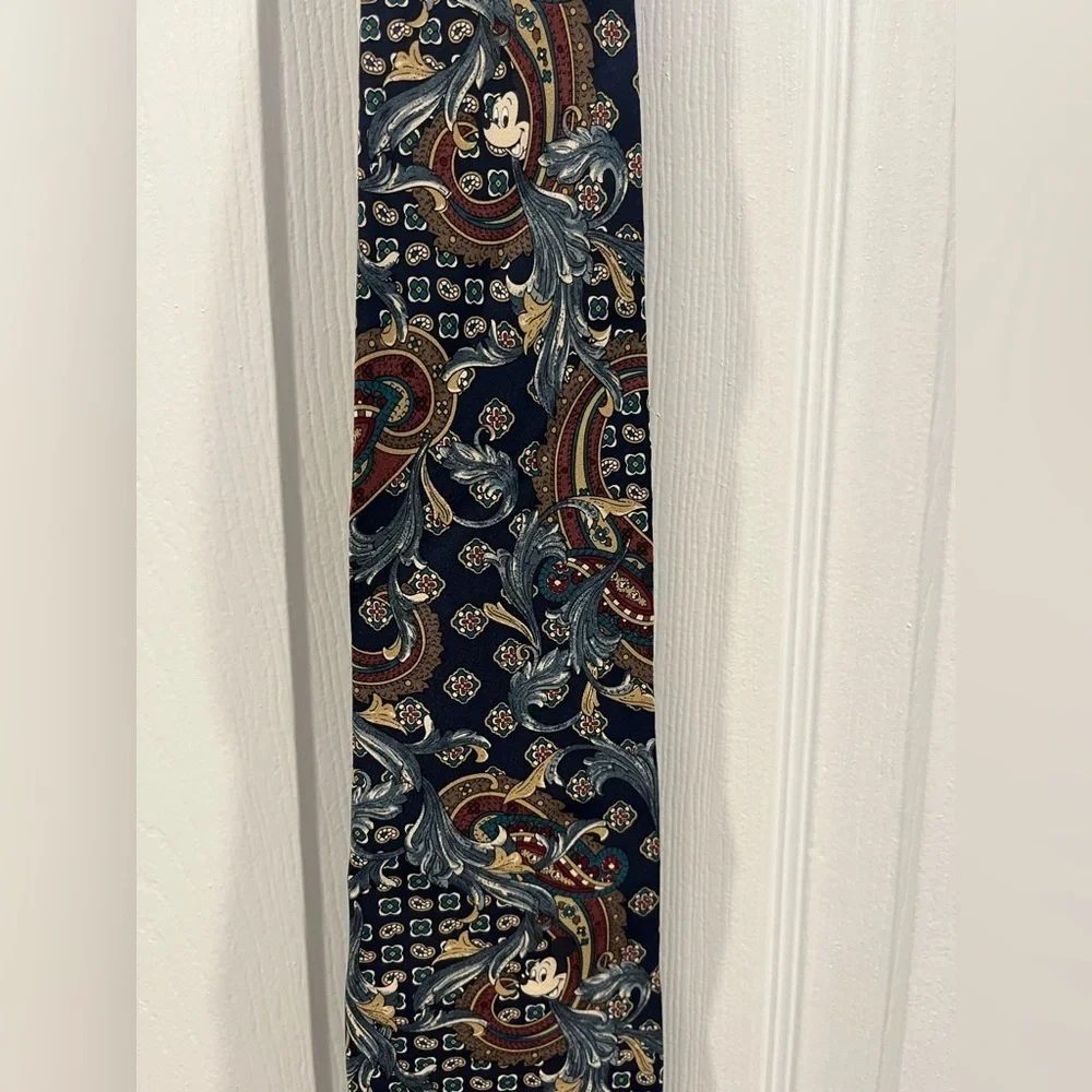 Vintage 90’s Disney Paisley Tie with Blue and Red Accents